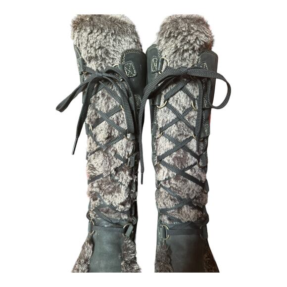 TIMBERLAND Kickadilla Black Nubuck Leather Faux Fur Lace Up Boots size 7.5 - Picture 13 of 15